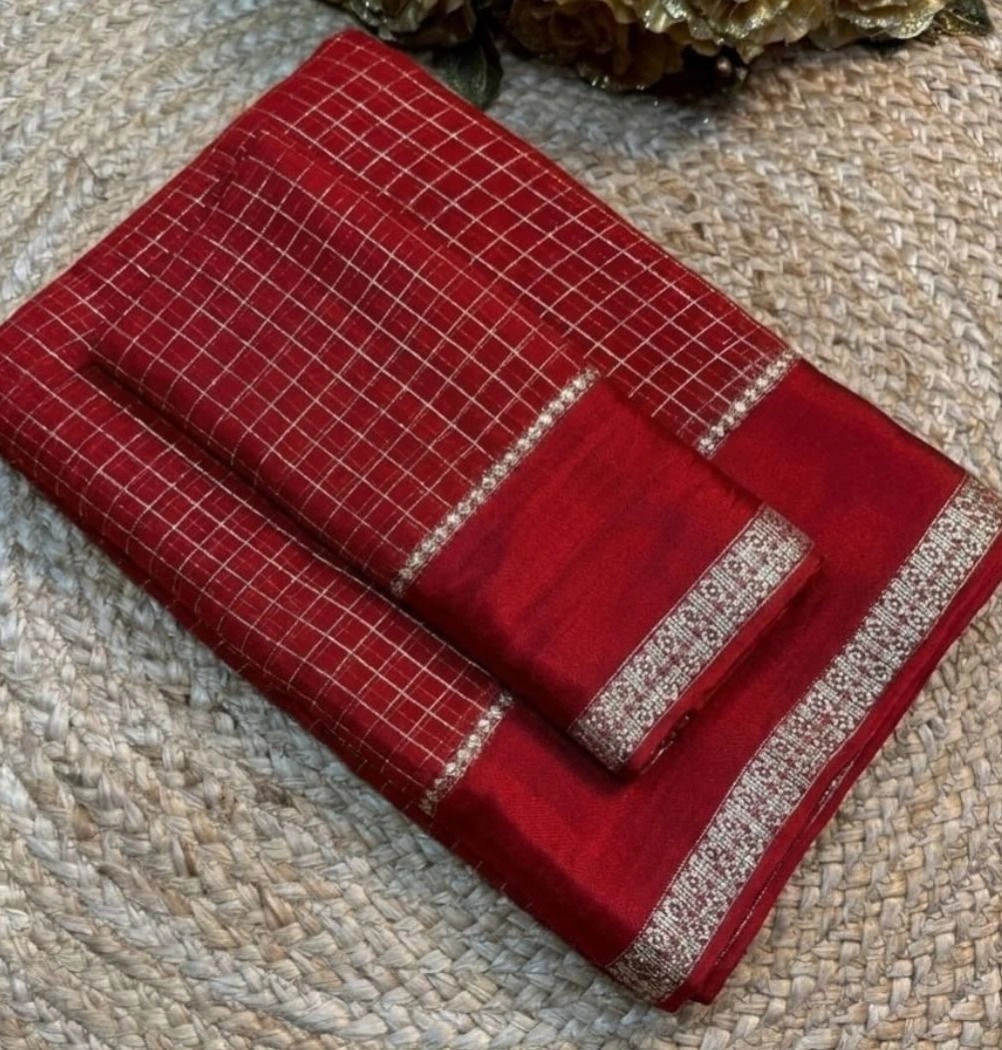 Trendy Viscose Georgette checked Jari saree 1