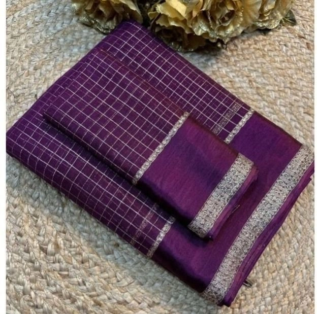 Trendy Viscose Georgette checked Jari saree 2