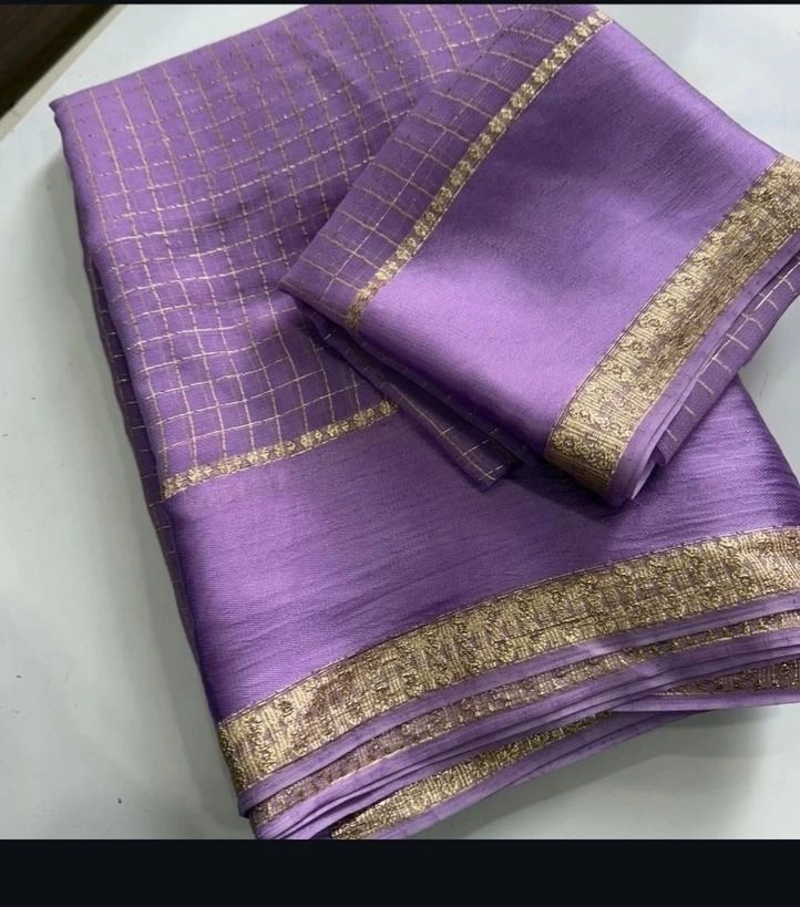 Trendy Viscose Georgette checked Jari saree 1
