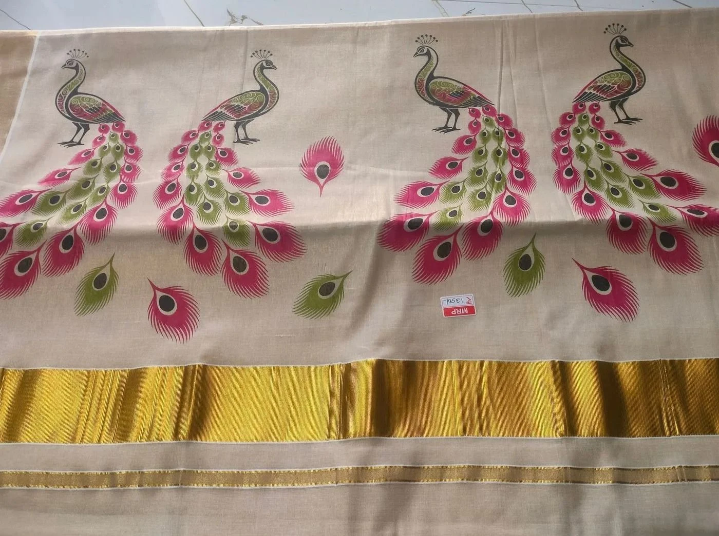 Adorable Peacock Print Tissue Saree 2