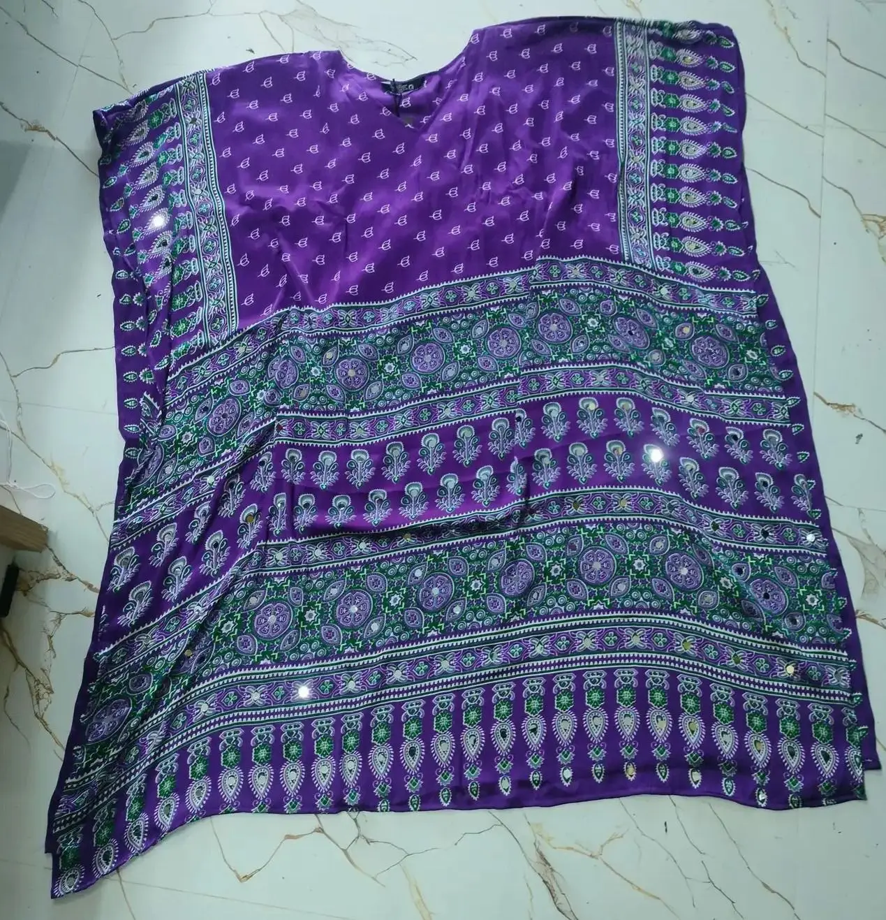 Modal Silk kaftan with Ajrakh Print 1