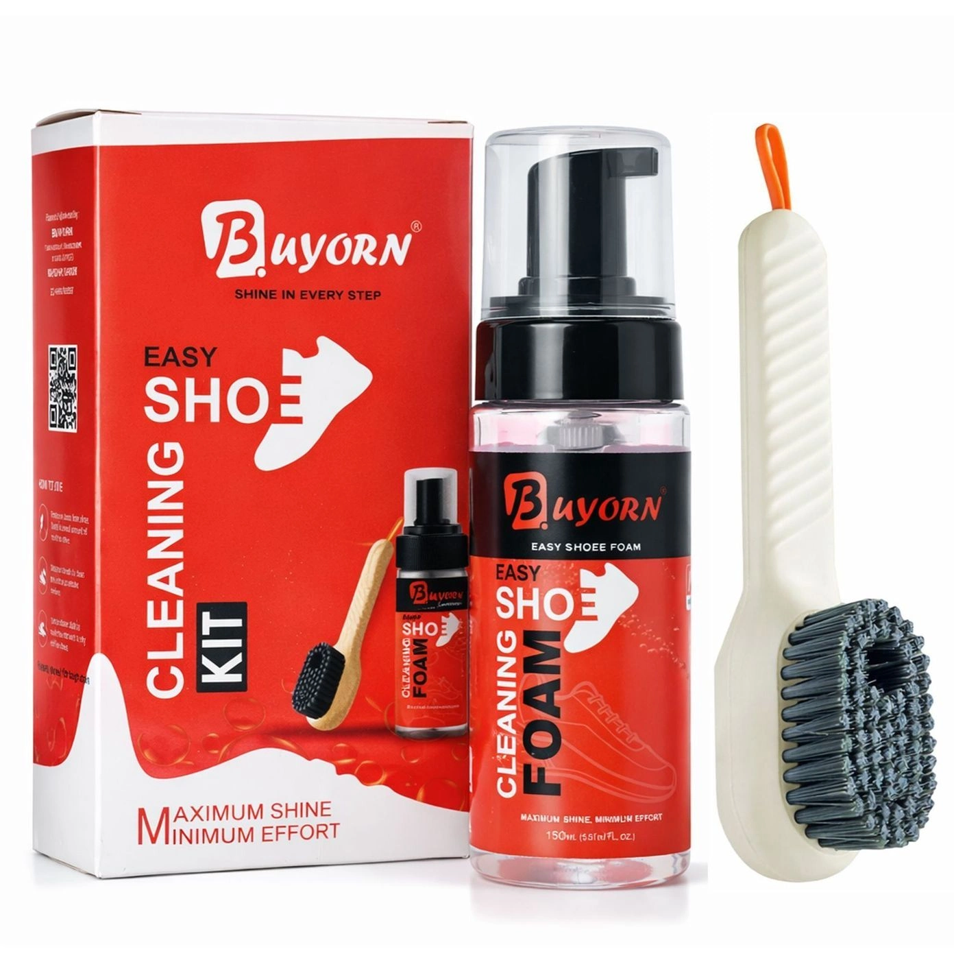Shoe Cleaning Kit with Foam Cleaner & Medium Brush