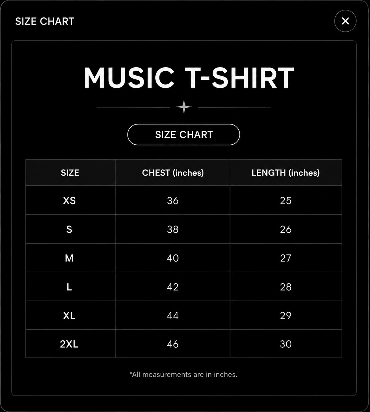 Size chart