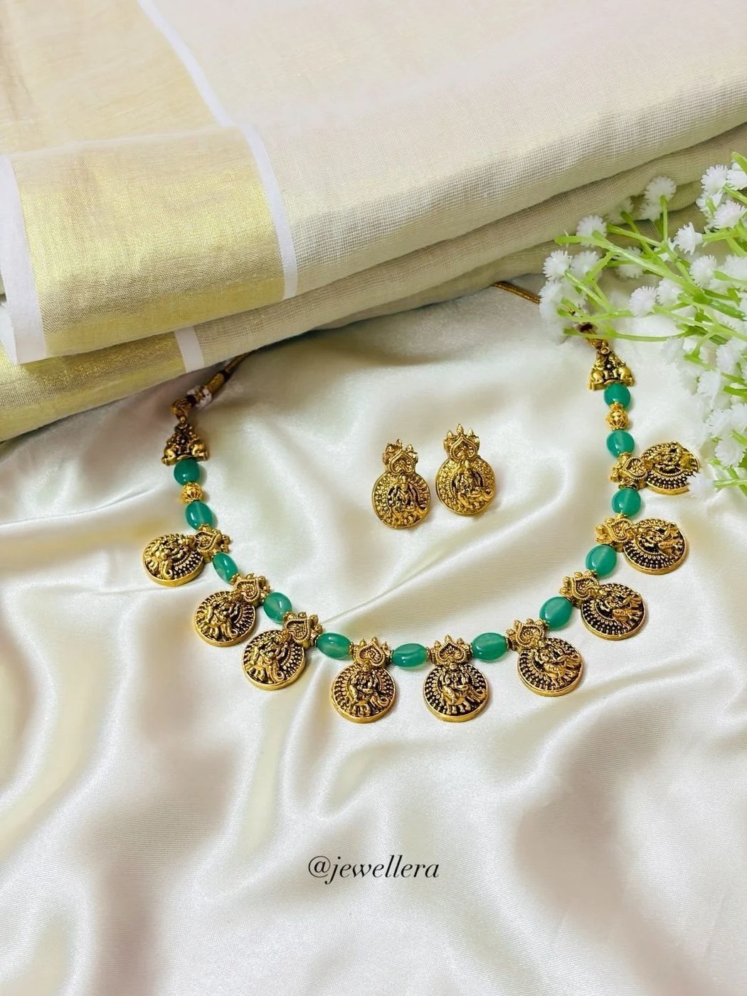 Green Pearl Lakshmi Necklace