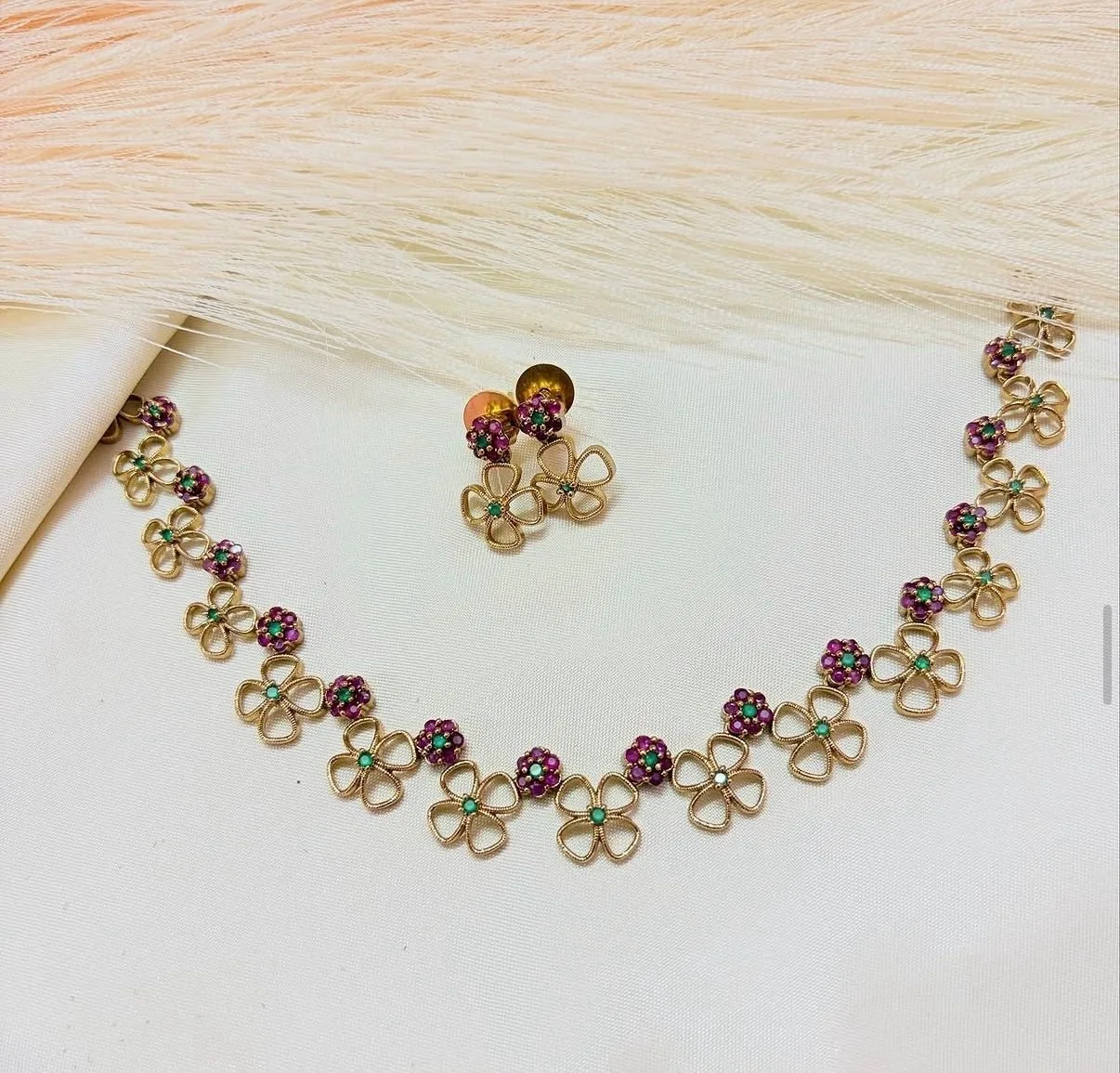 Multi Stone Floral Neckpiece