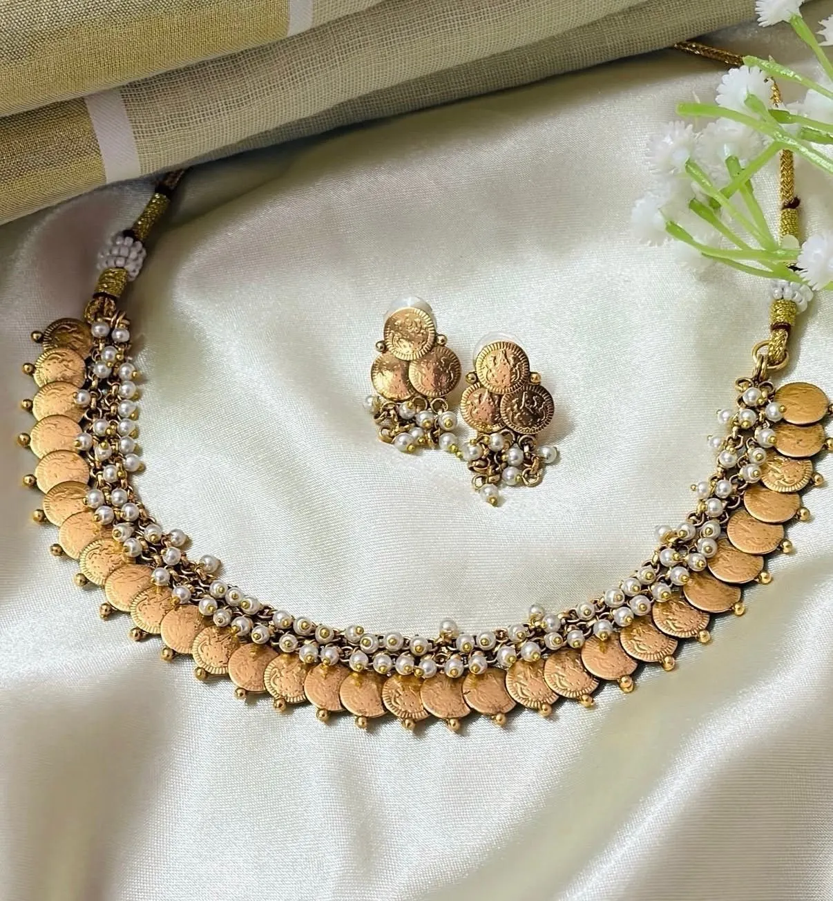 Lakshmi Coin Pearl Choker