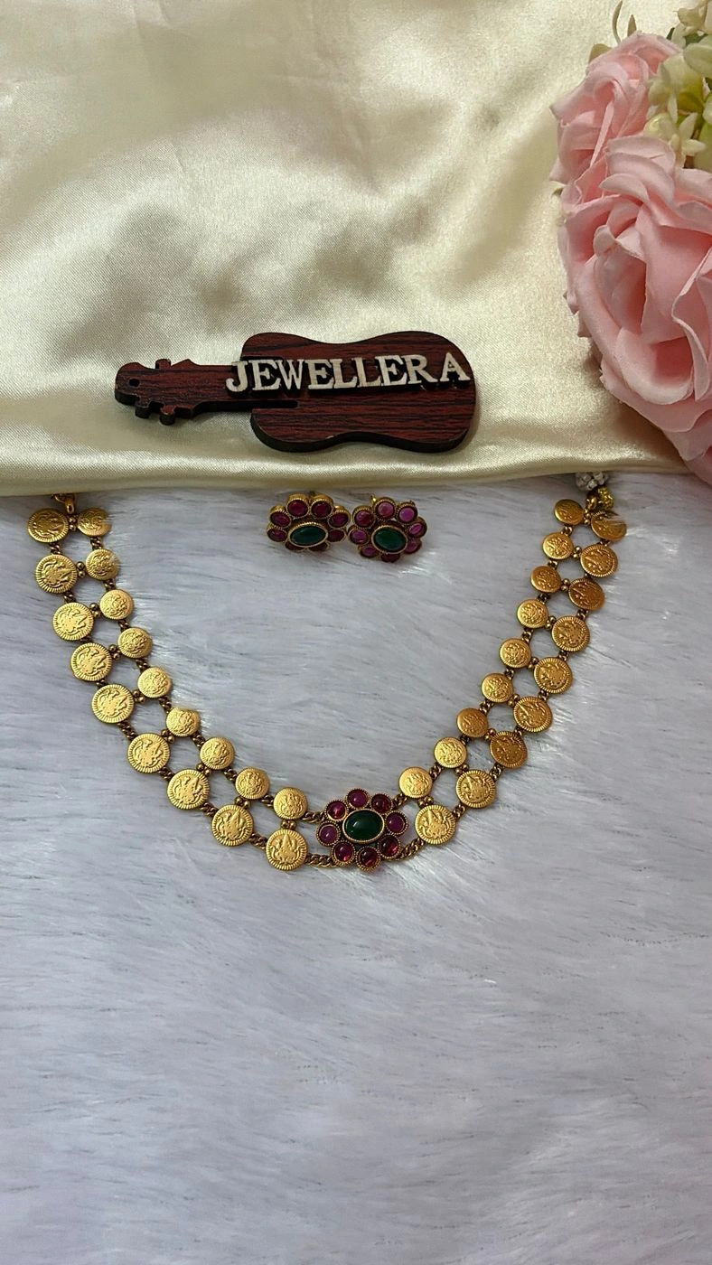 Double Layer Coin Flora Choker