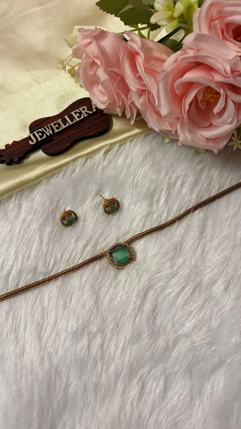AD Stone Choker - Pastel Blue 1