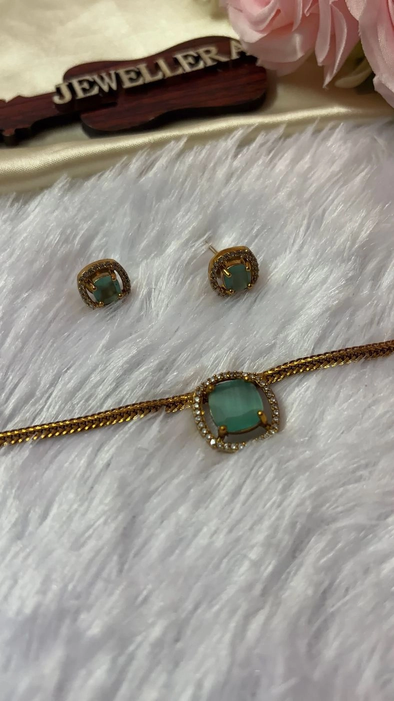 AD Stone Choker - Pastel Blue 2