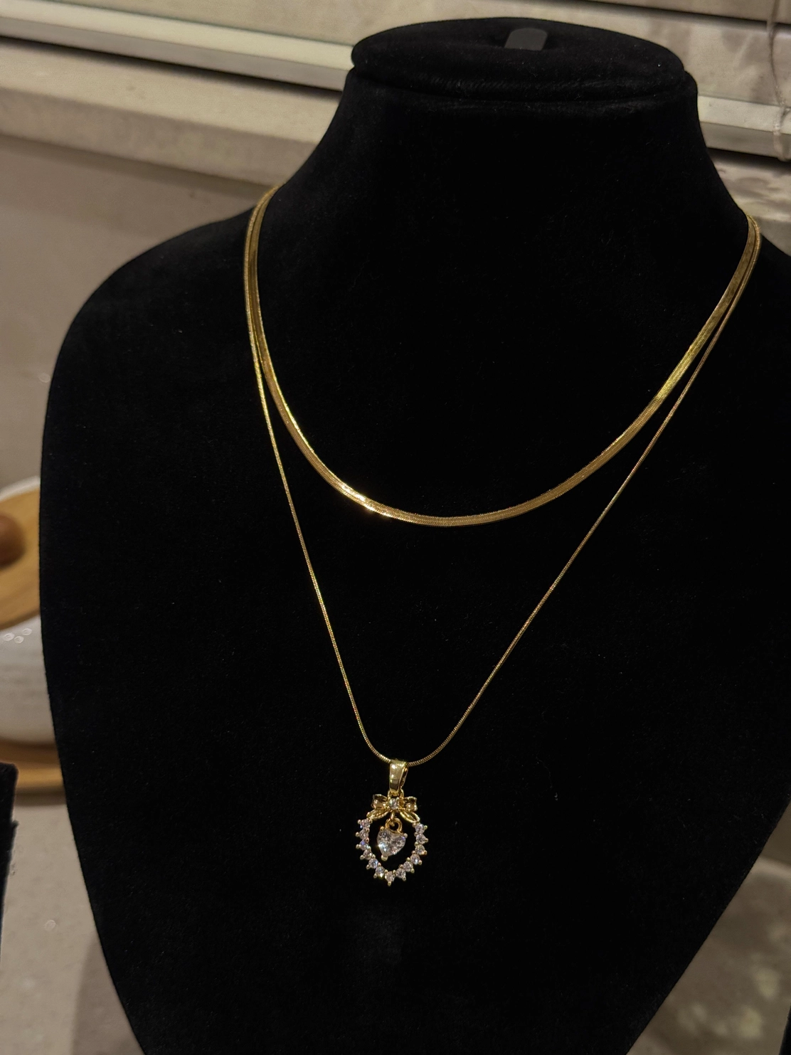 Layered Bow Heart Necklace 1