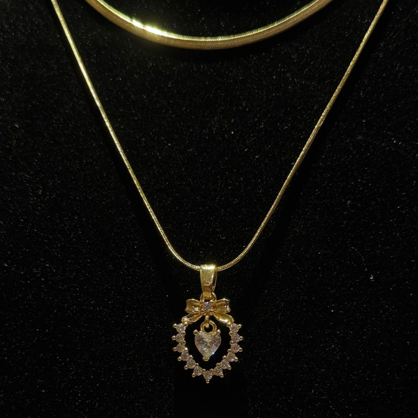 Layered Bow Heart Necklace 2