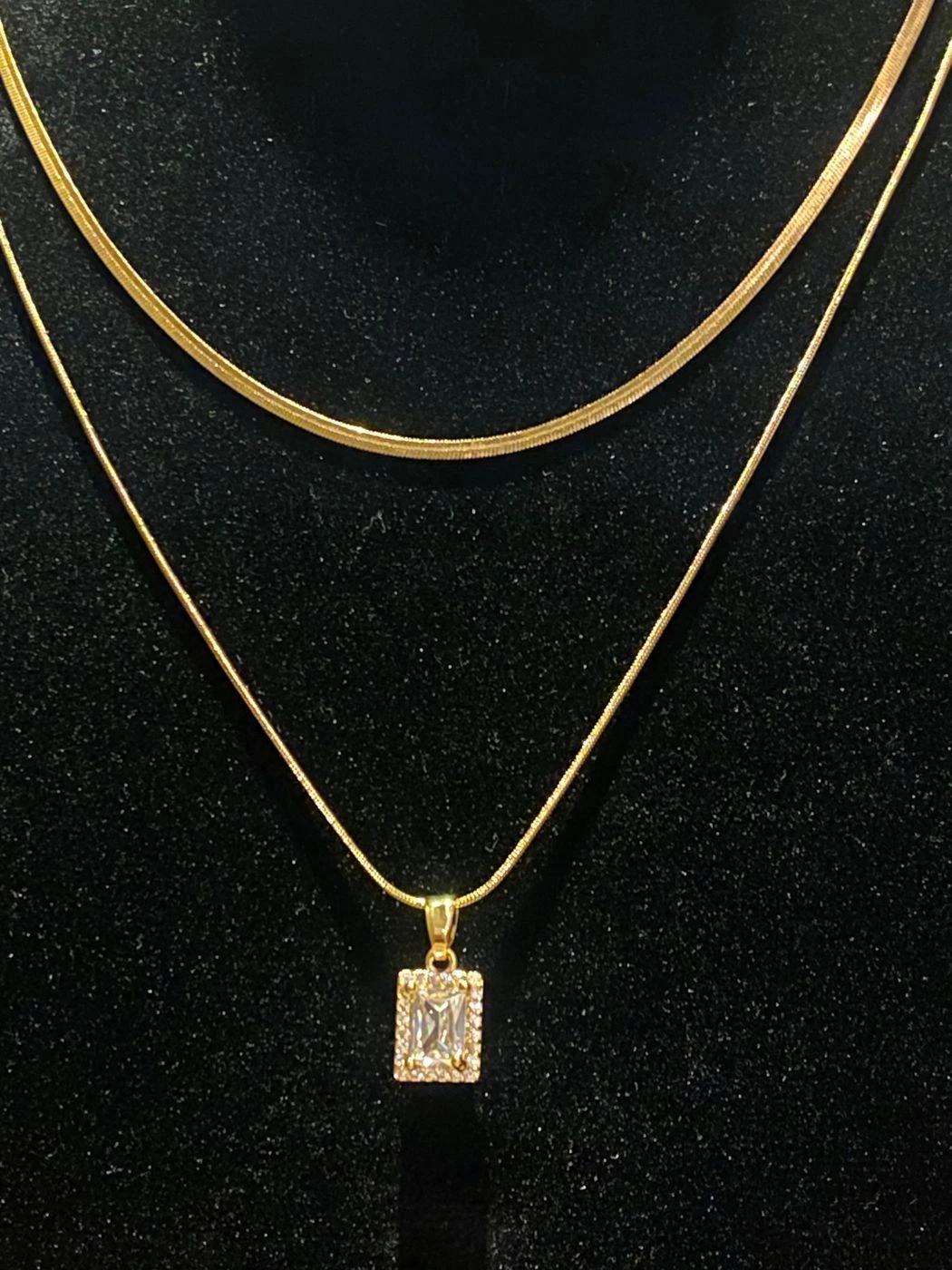 Layered Dimond Brick Necklace 2