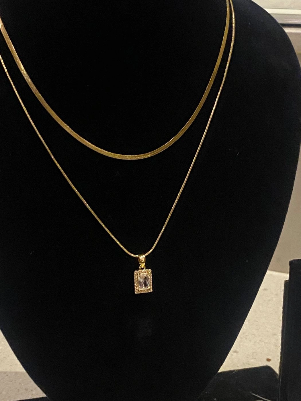 Layered Dimond Brick Necklace 1