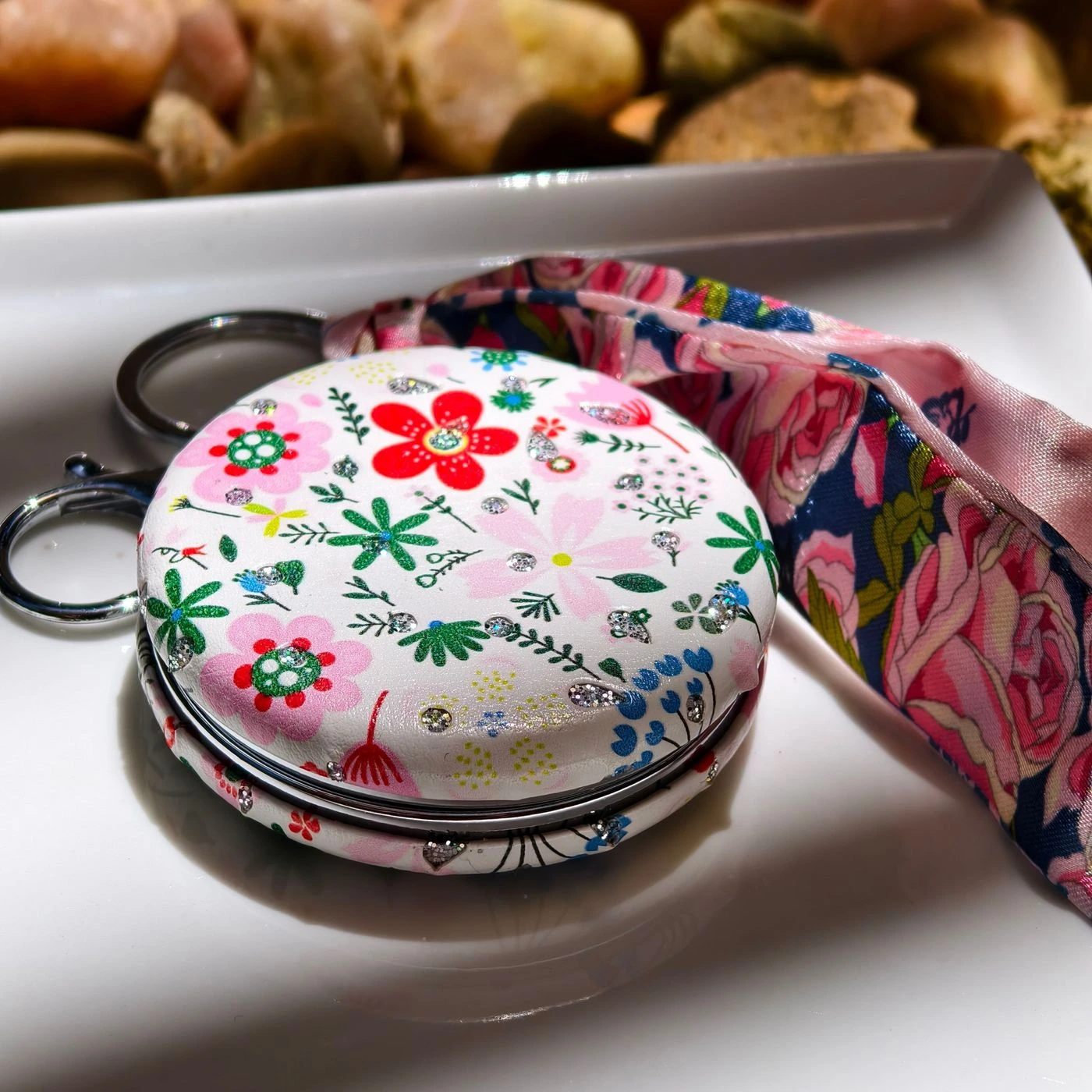 Floral Foldable Mirror with charm 3