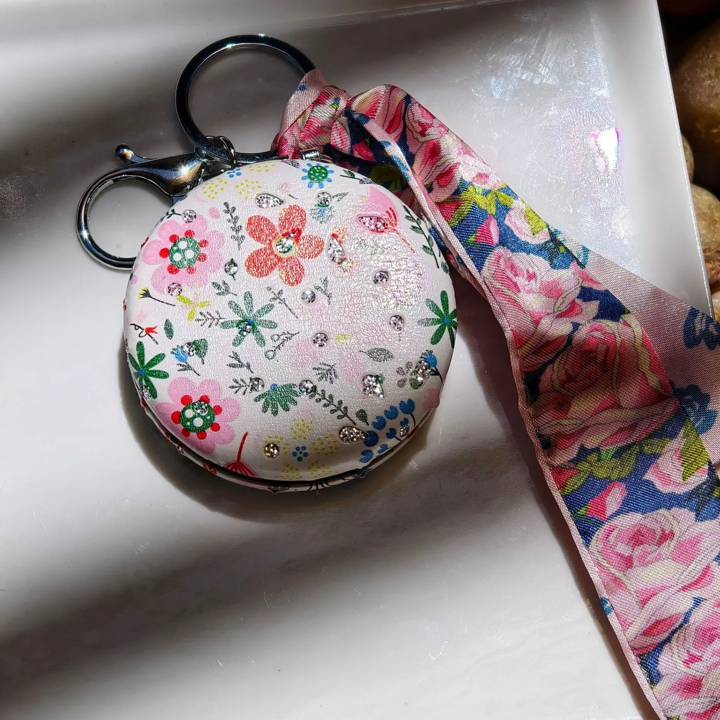 Floral Foldable Mirror with charm 1