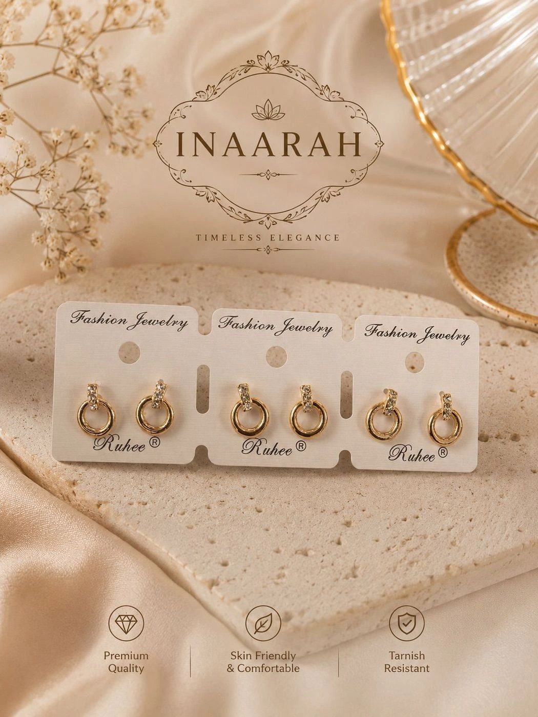 Golden stud with stone