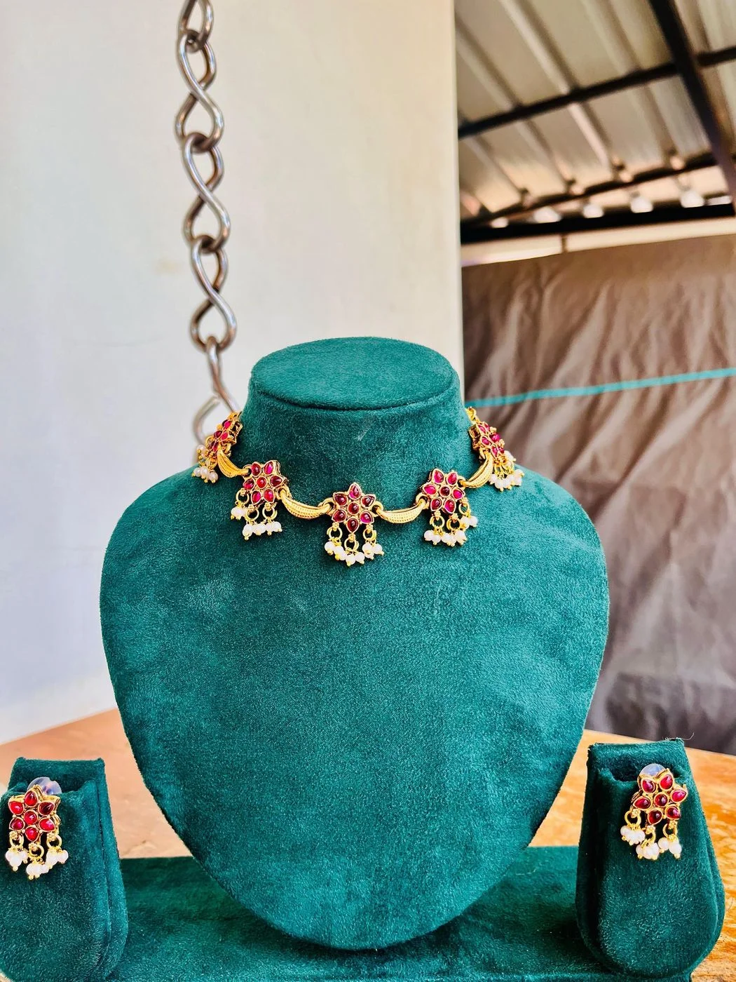 Traditional Ruby with emerald  Choker Set 3