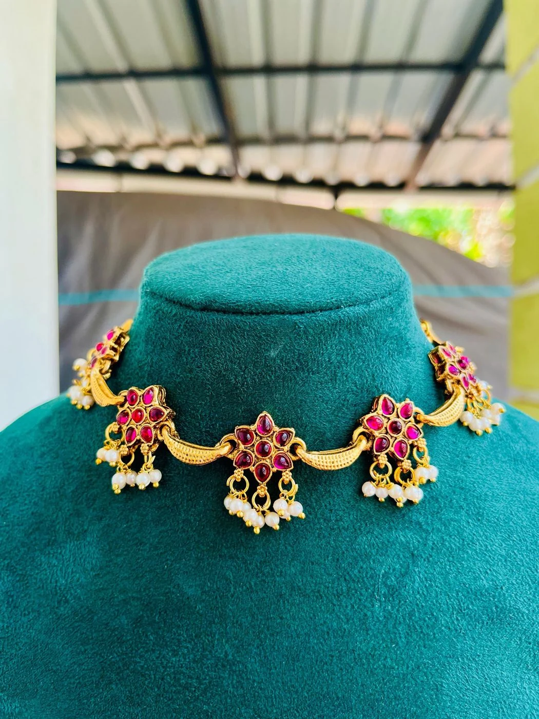 Traditional Ruby with emerald  Choker Set 4