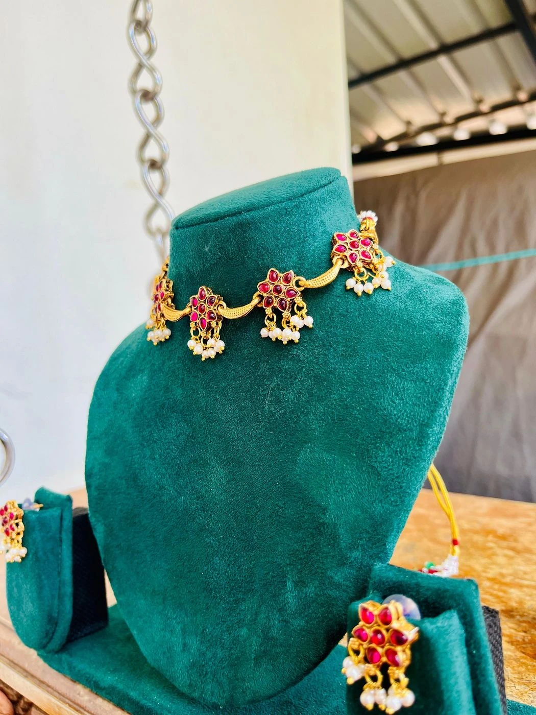 Traditional Ruby with emerald  Choker Set 5