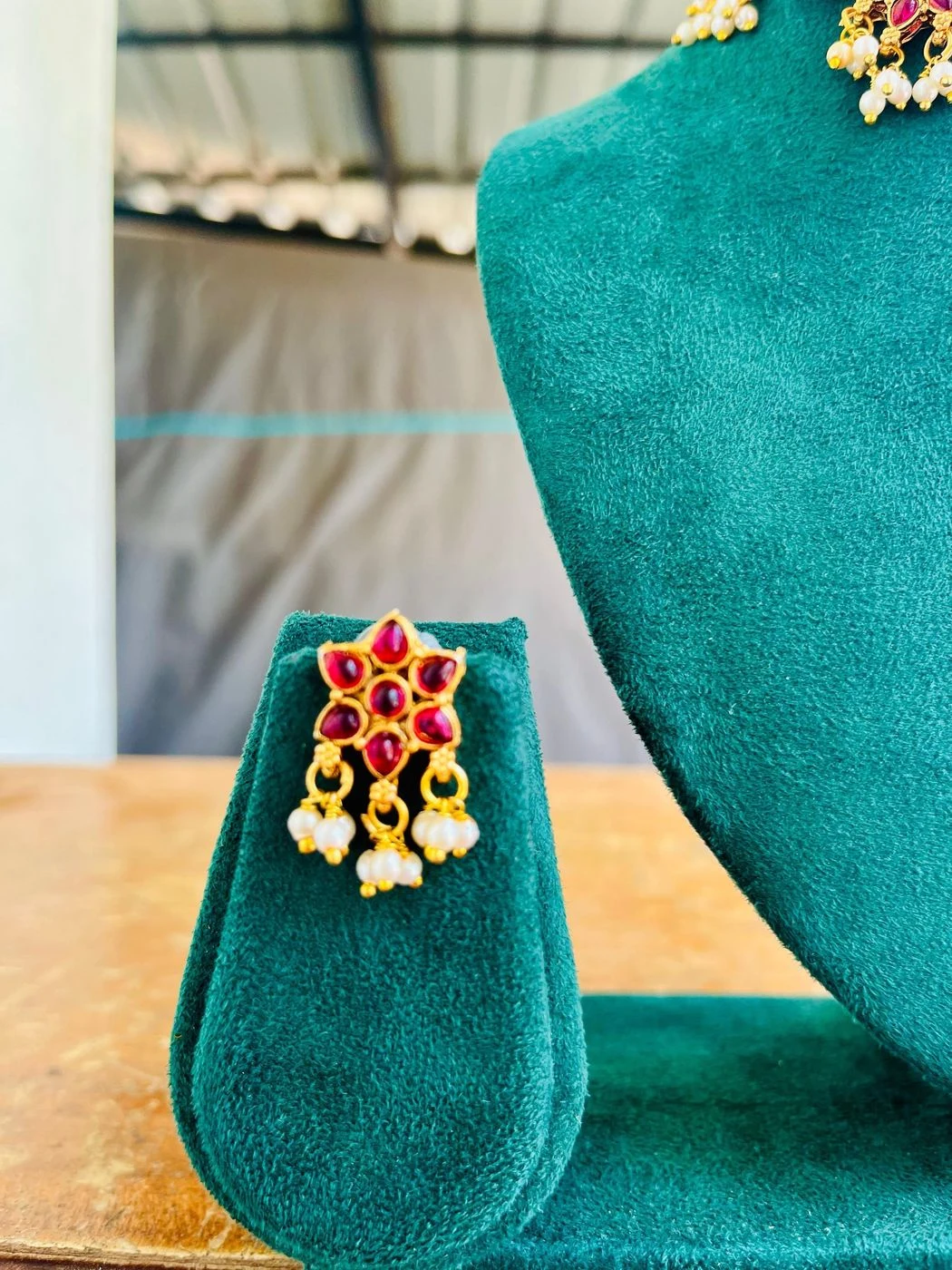 Traditional Ruby with emerald  Choker Set 6