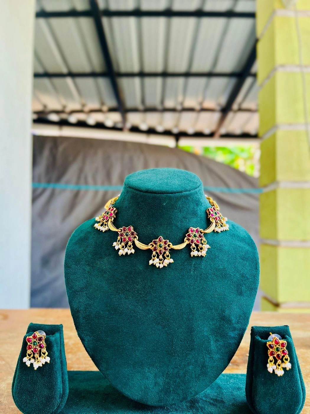 Traditional Ruby with emerald  Choker Set 9