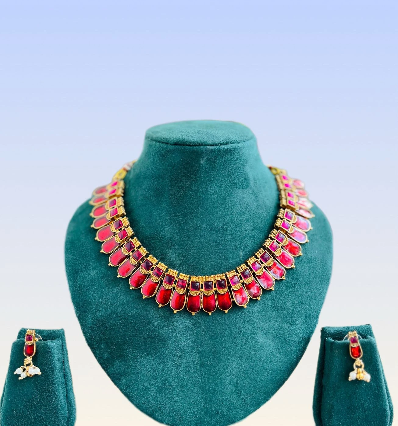 Red Palakka Choker Set 4
