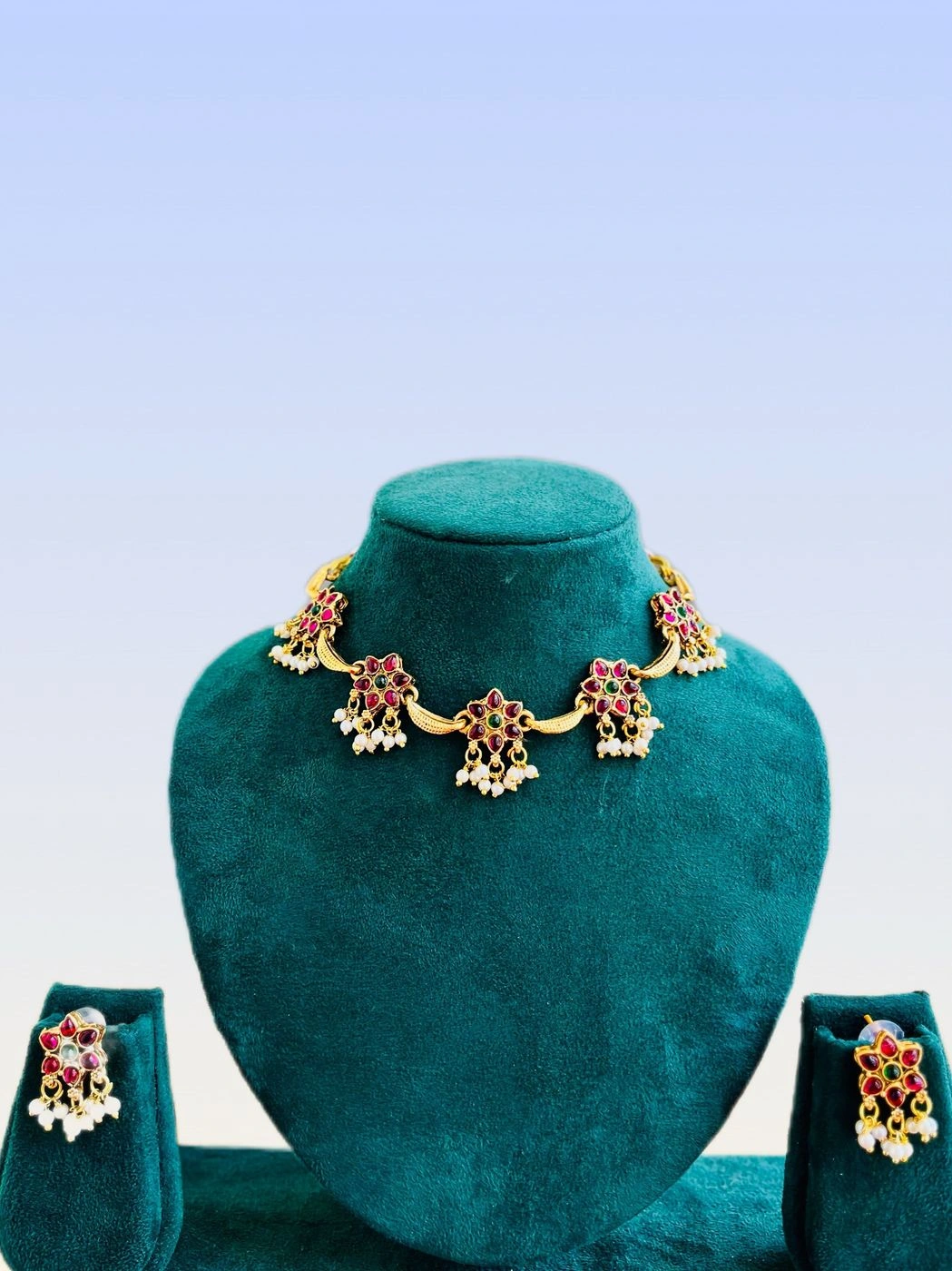 Traditional Ruby with emerald  Choker Set 1