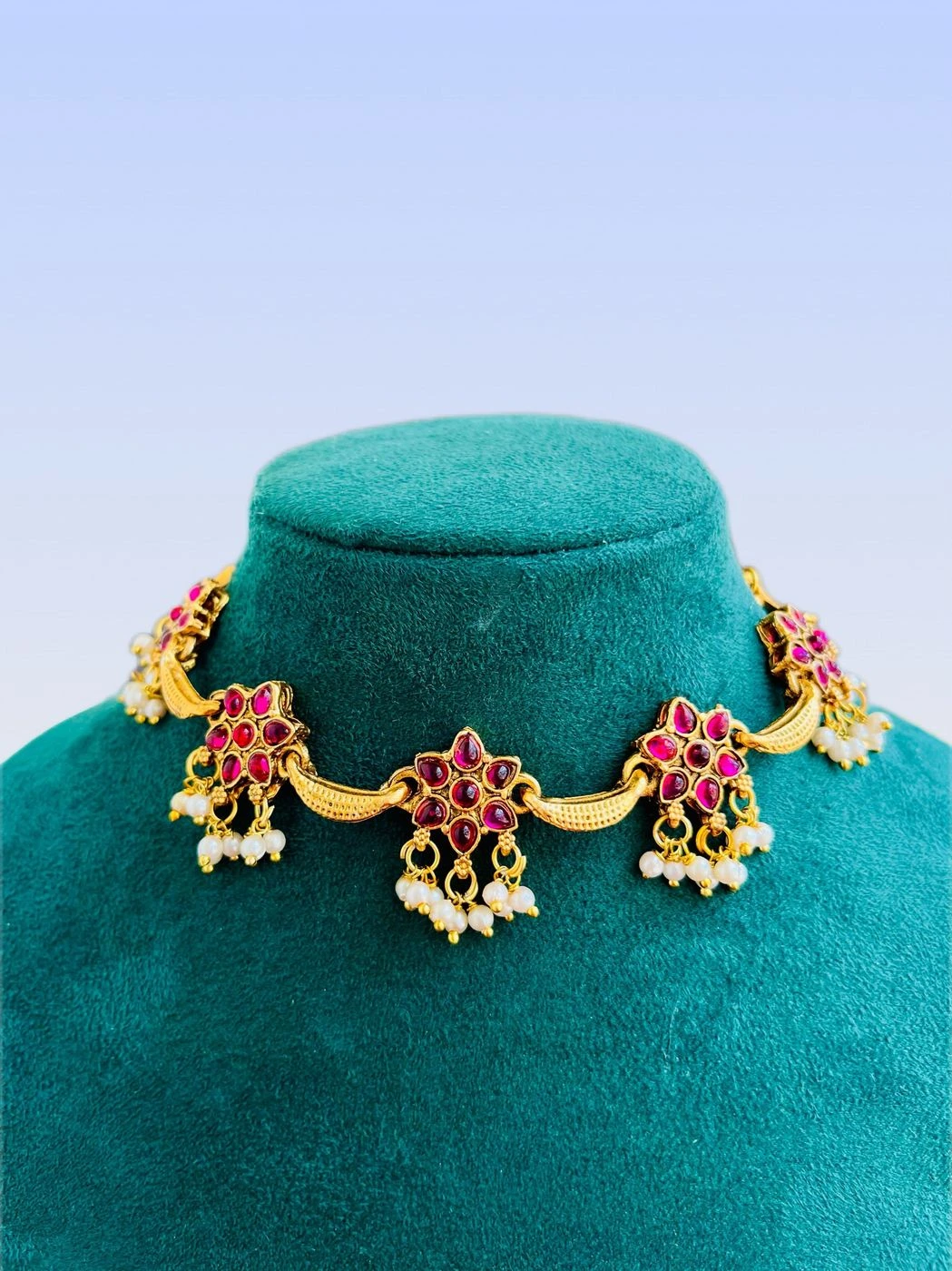 Traditional Ruby with emerald  Choker Set 2