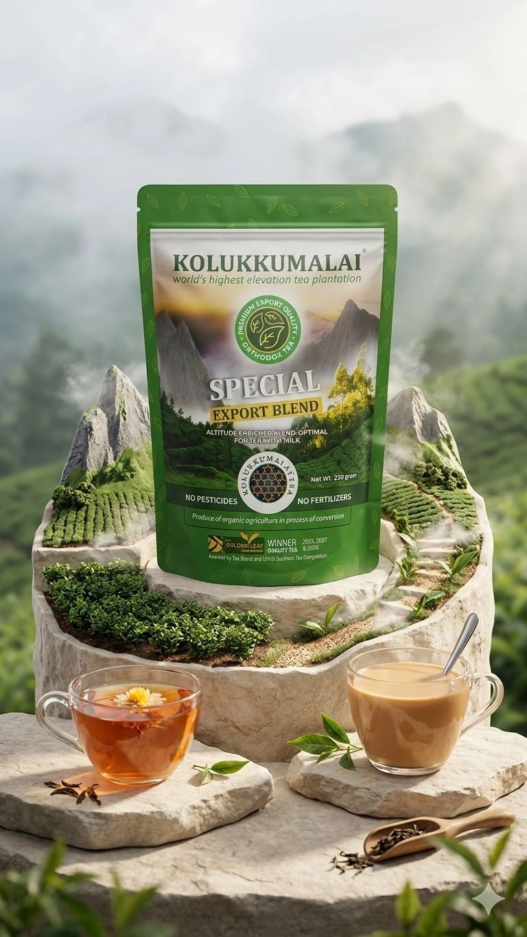 Kolukkumalai Premium Orthodox Tea – World's Highest Tea Plantation 250 g