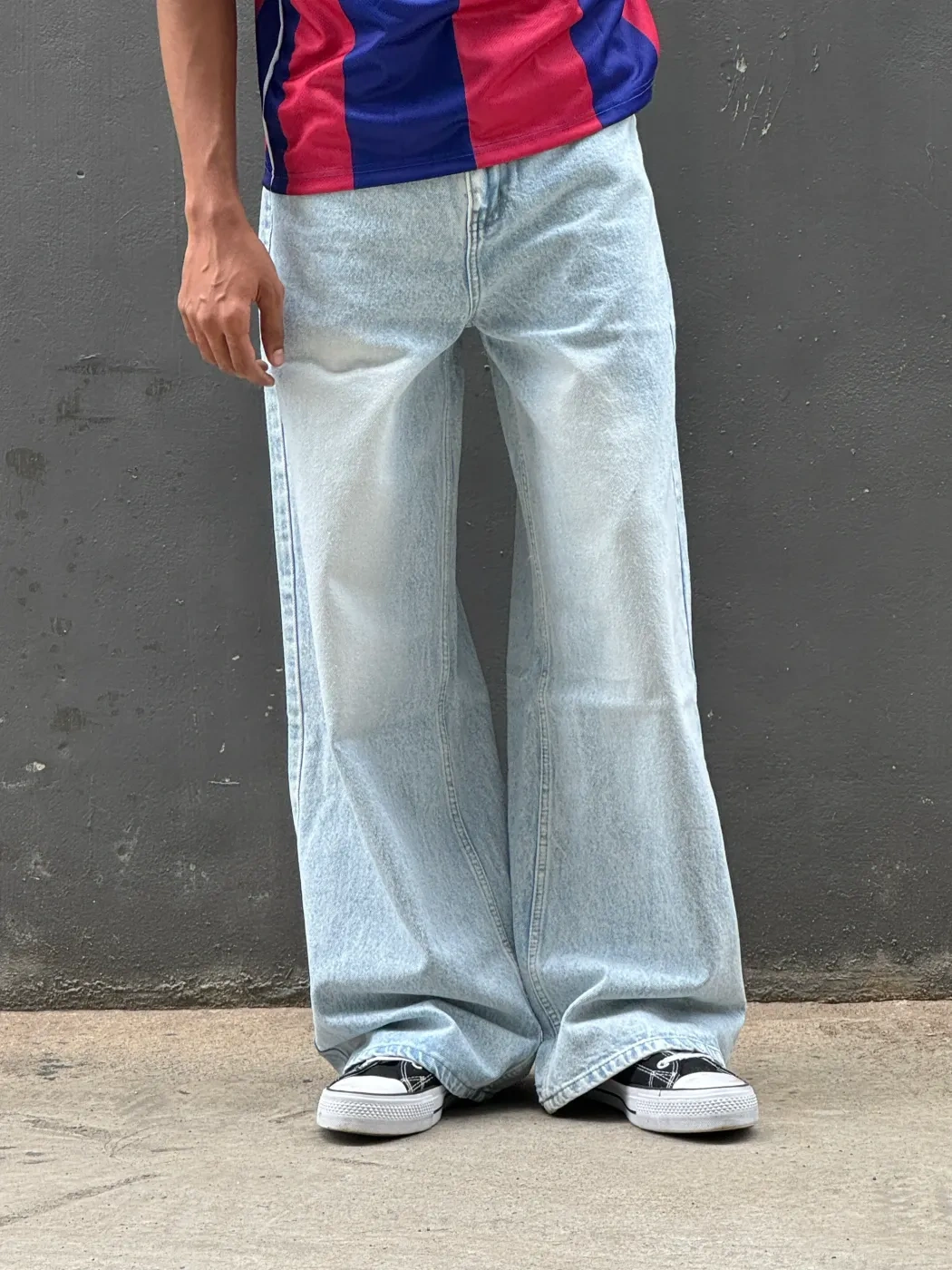 Blue wide leg jean