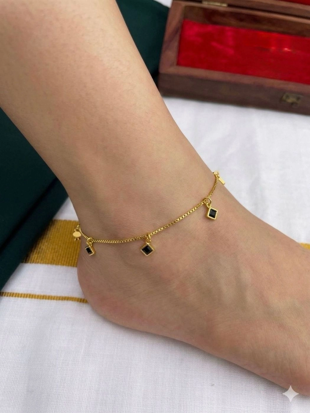 Black Square Anklet
