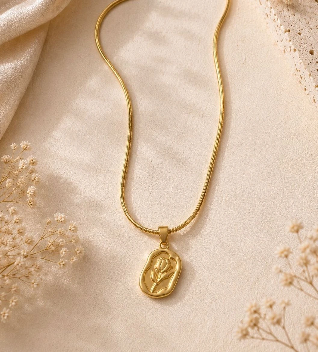 Rose flower pendant chain