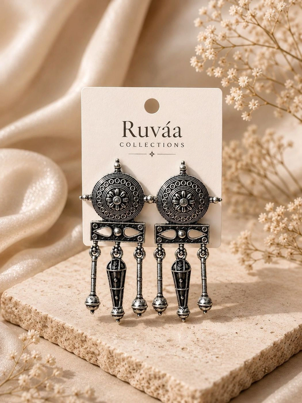 Oxidised silver inspired statement earrings