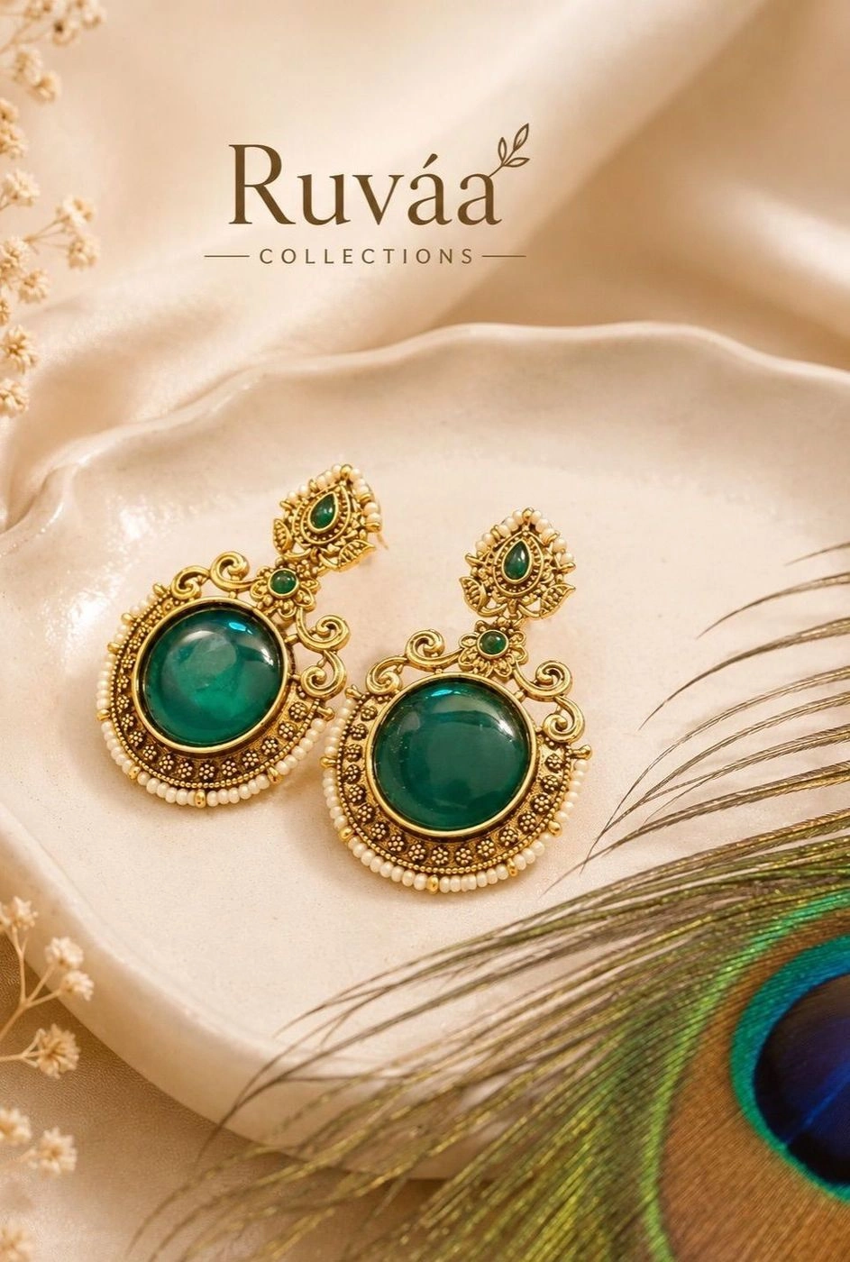 Green stone earrings