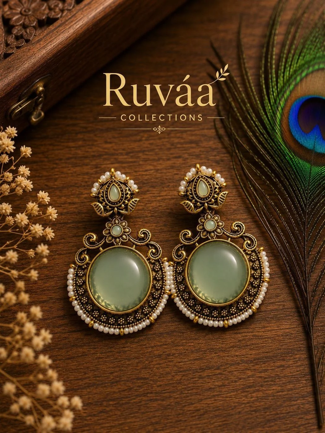 Sage green stone earrings