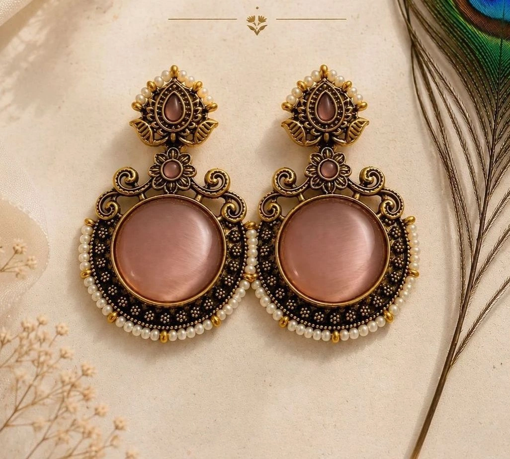 Blush rose stone earrings