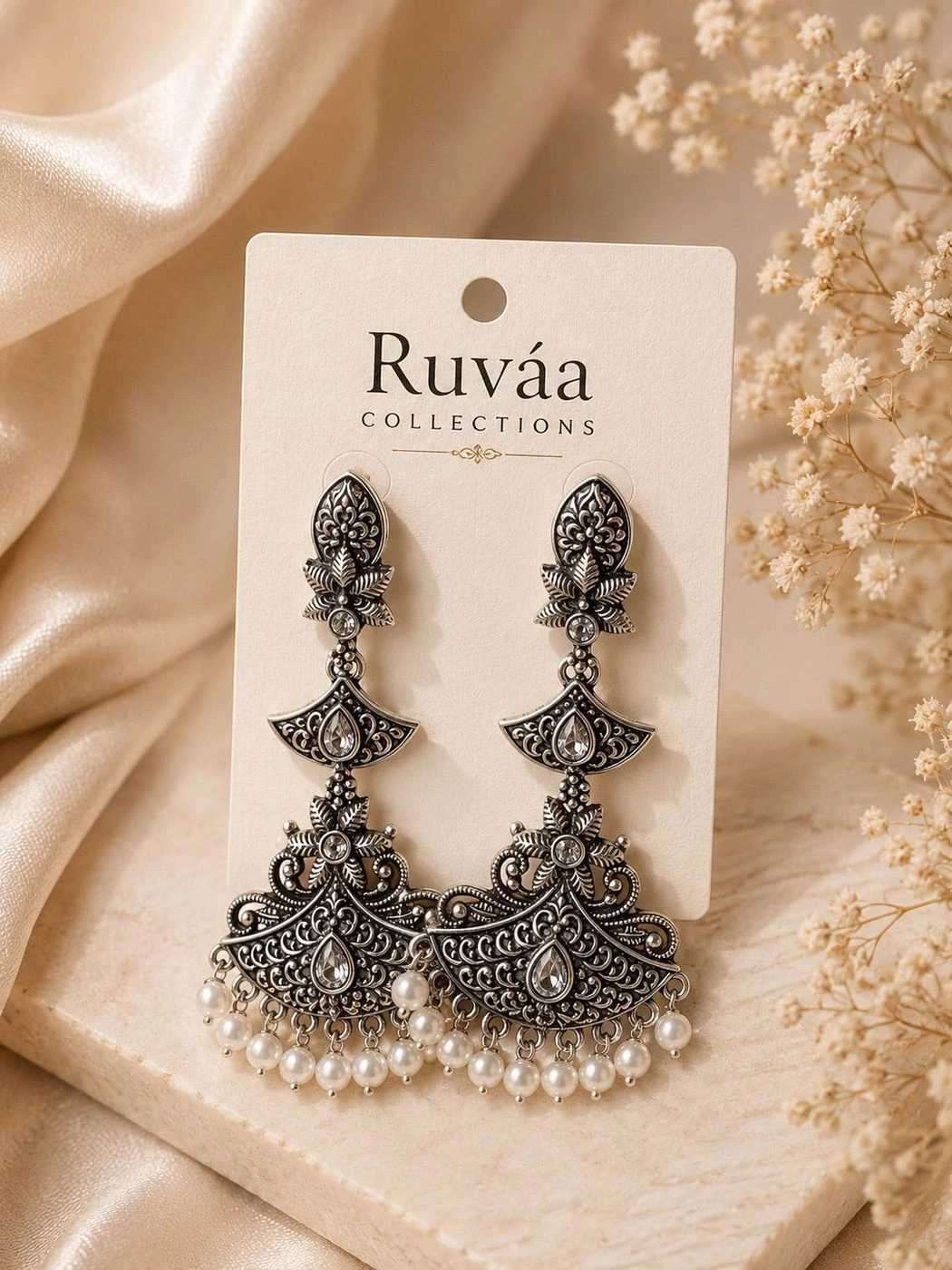 Oxidised Chandbali earrings