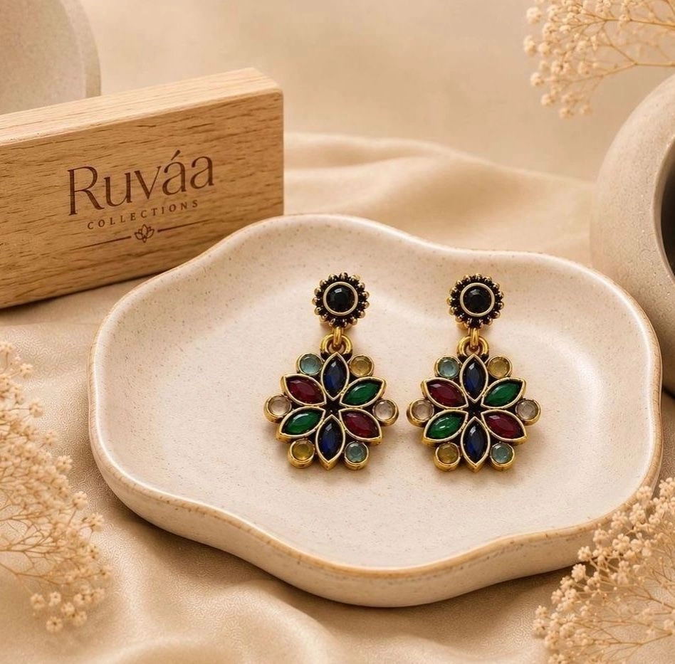 Multicoloured stone earrings