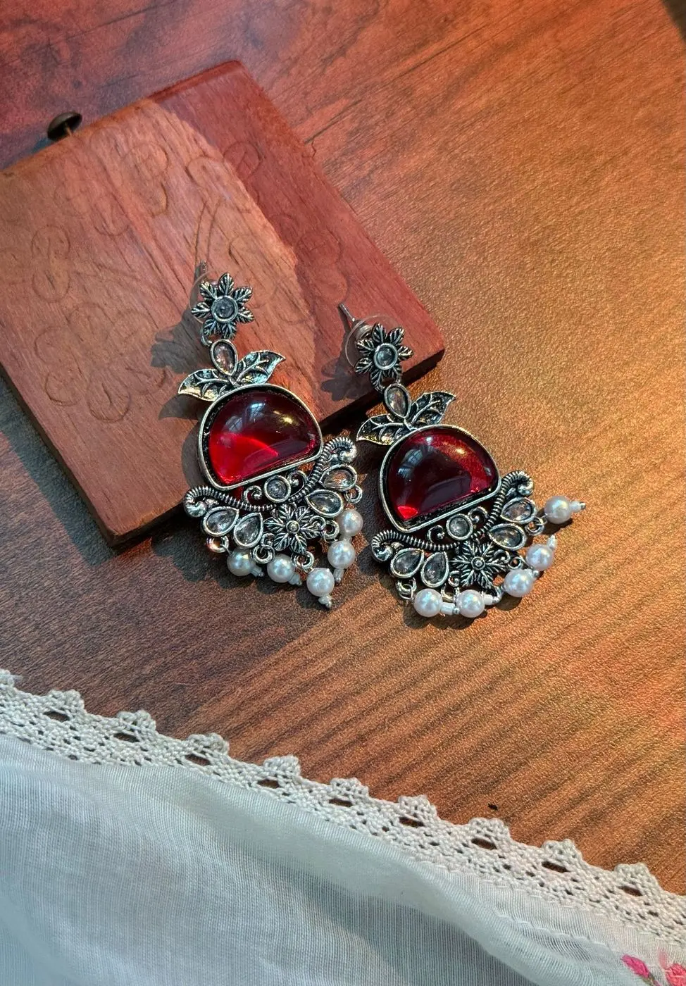 Red stone earrings