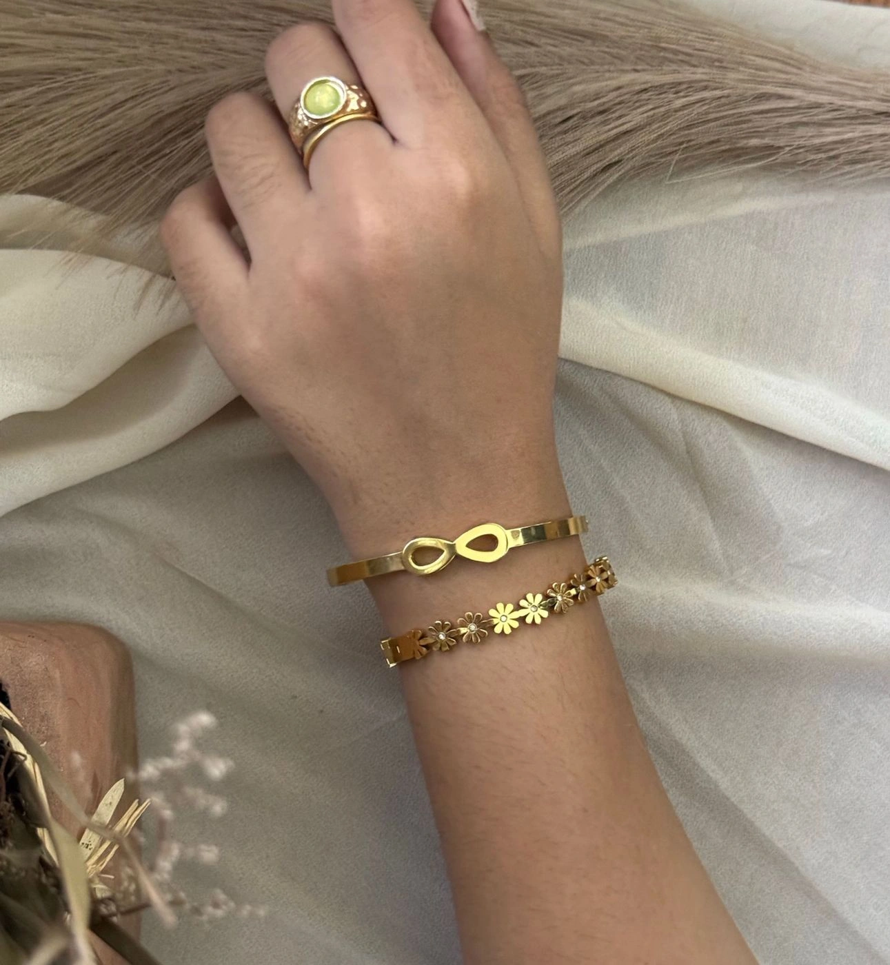 Infinity bangle and floral bangle combo 2
