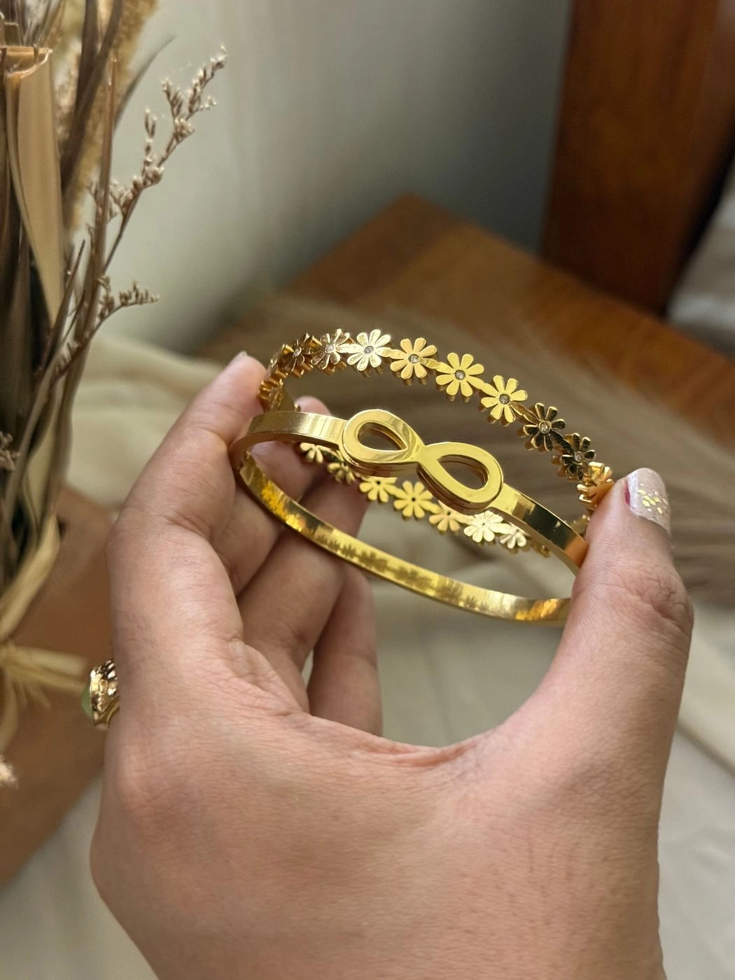 Infinity bangle and floral bangle combo 1