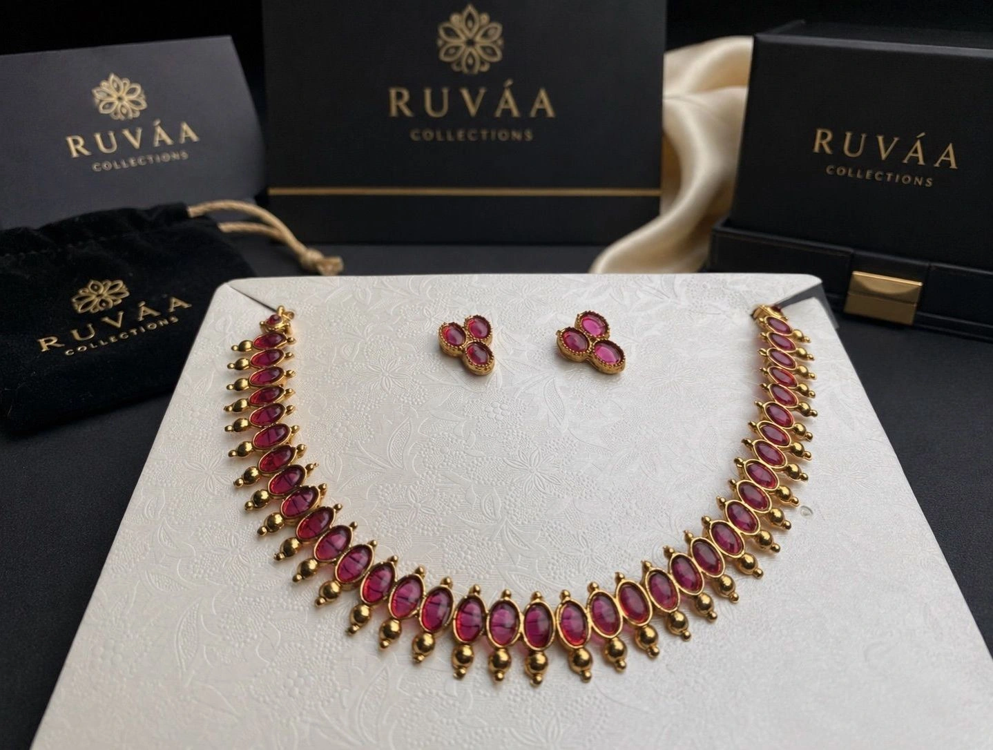 Maroon colour Traditional necklace with earrings