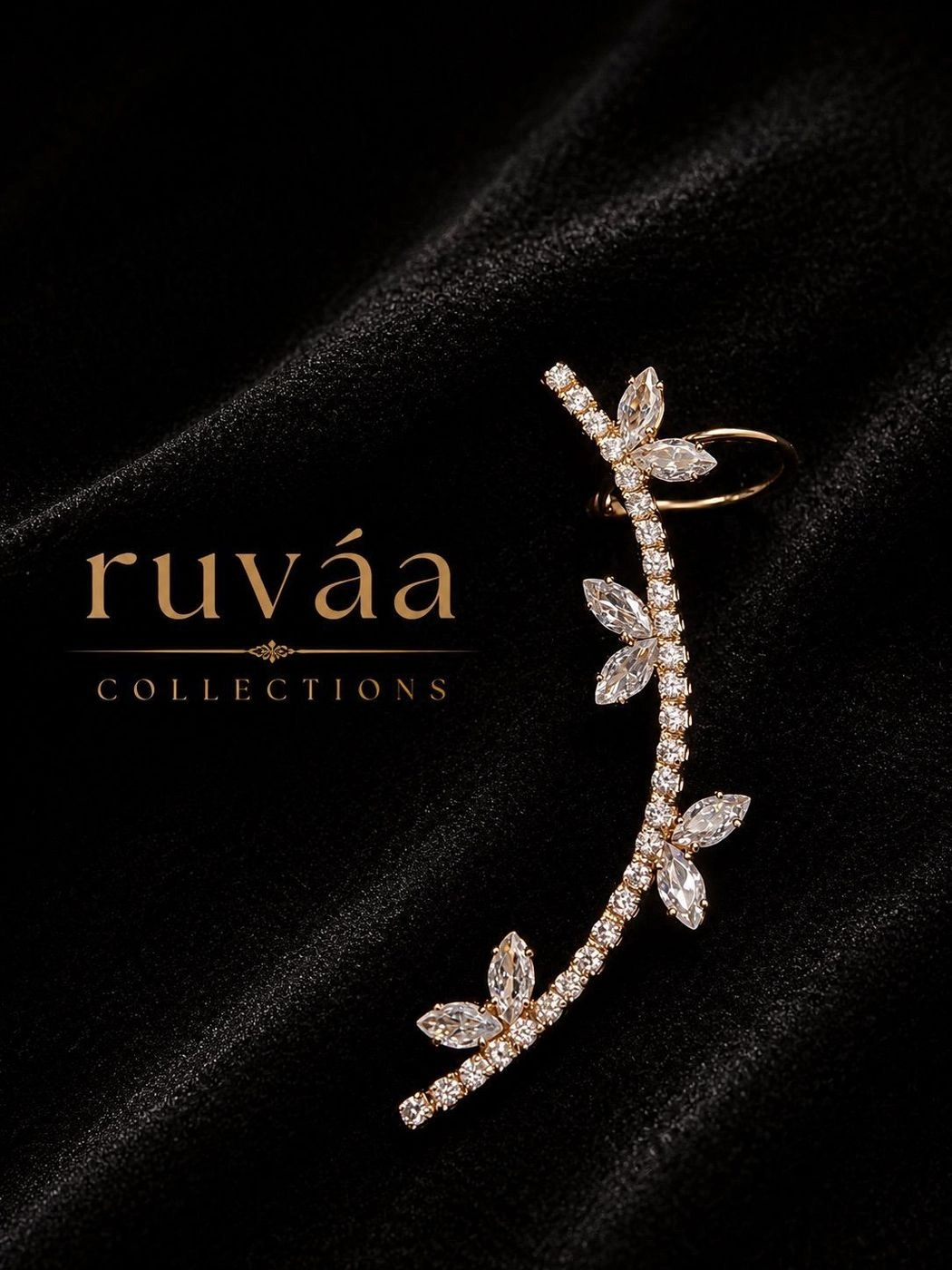White stone petal ear cuff 1