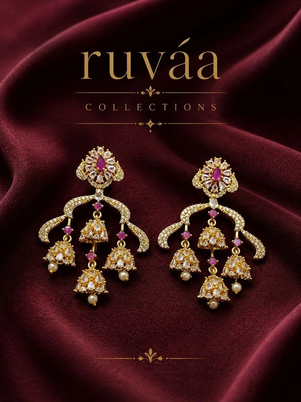 Premium AD stone chandelier earrings
