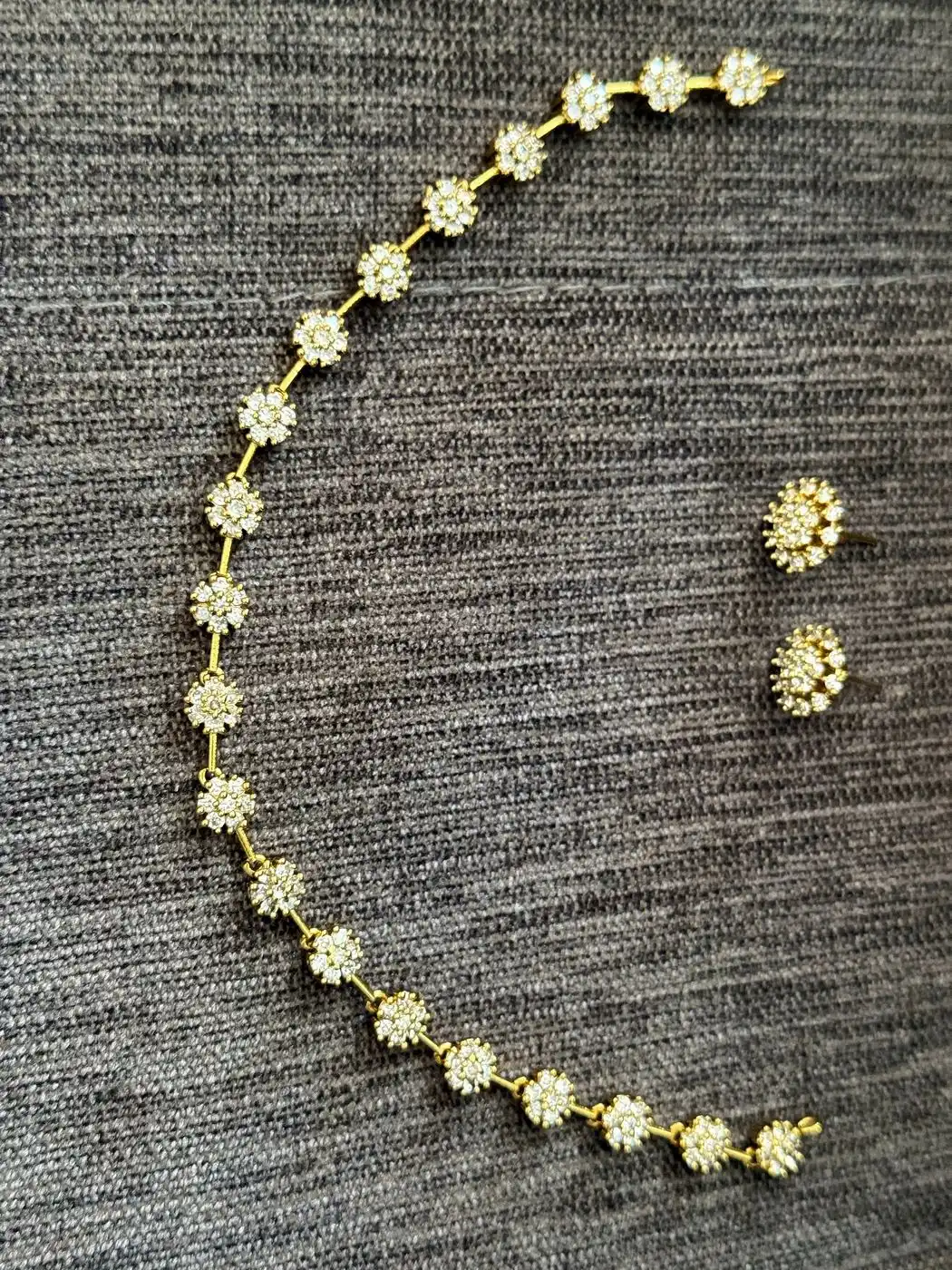 AD stone premium floral necklace  with earrings 2