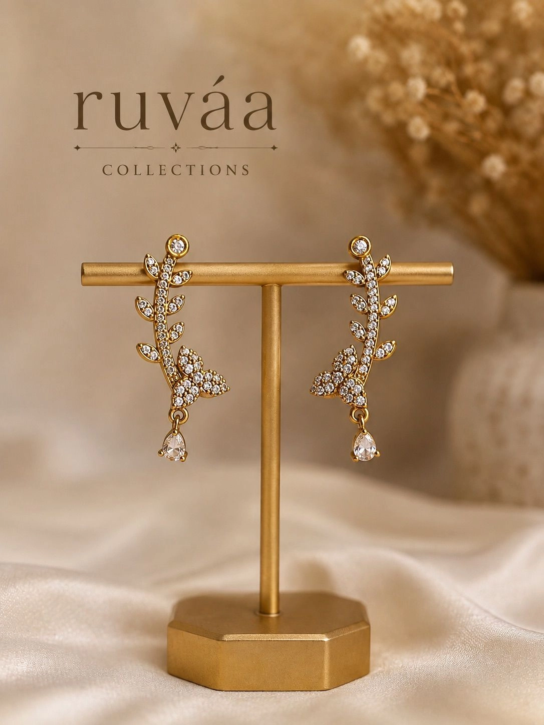 White stone drop Ear cuff 2