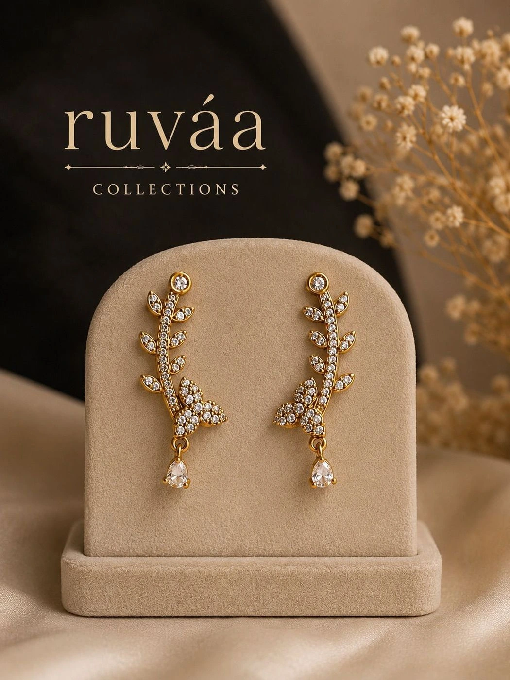 White stone drop Ear cuff 1