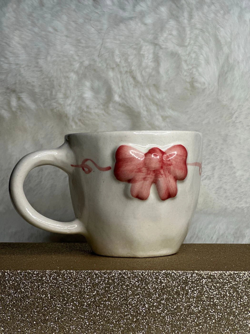 Peach bow mug
