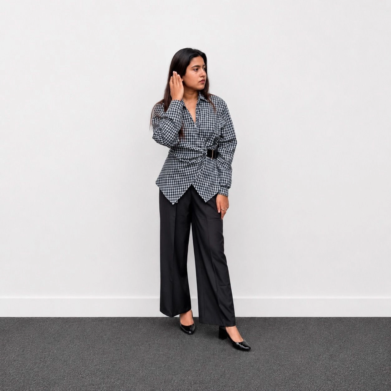 Urban Check Wrap top 1