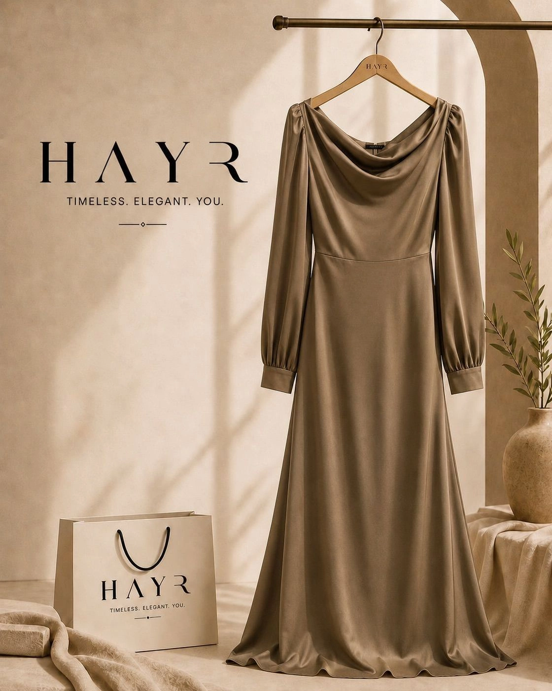 The Olive Satin Maxi Dress 1
